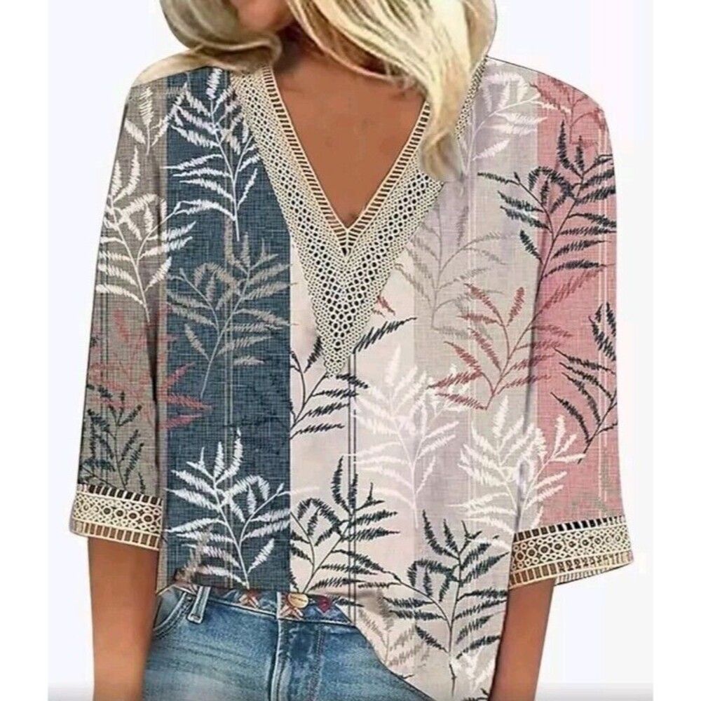 YUTANRAL 3/4 Length Sleeve Womens Tops 3XL Summer Fall Fashion Dressy Casual